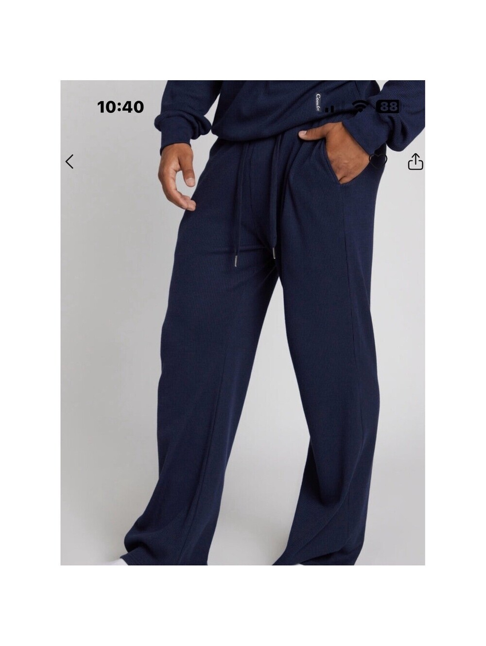 Comfrt Waffle Knit Lounge Pants in Navy